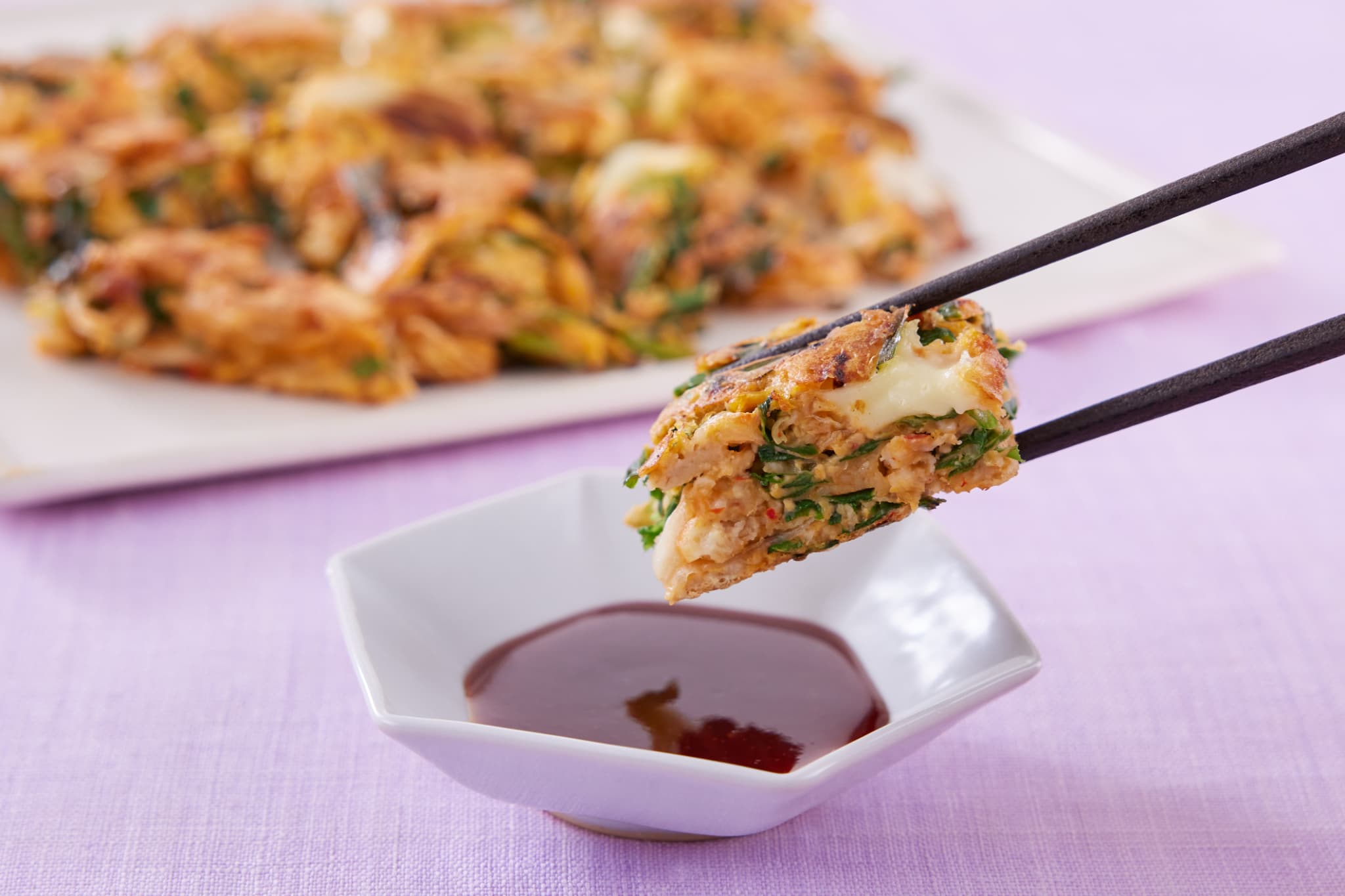 オートミールとキムチのチーズチヂミ