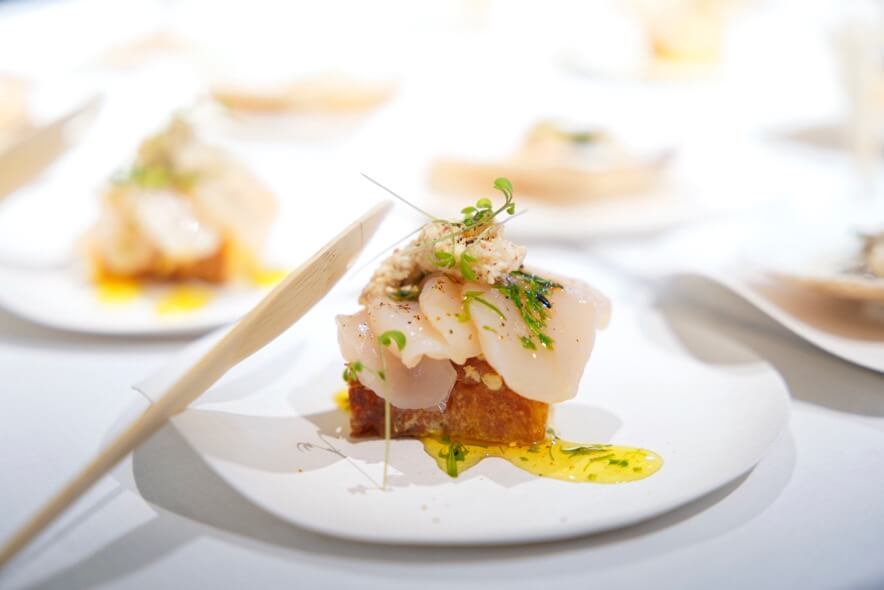 ホタテカルパッチョ フレンチトーストとホタテ白餡バター