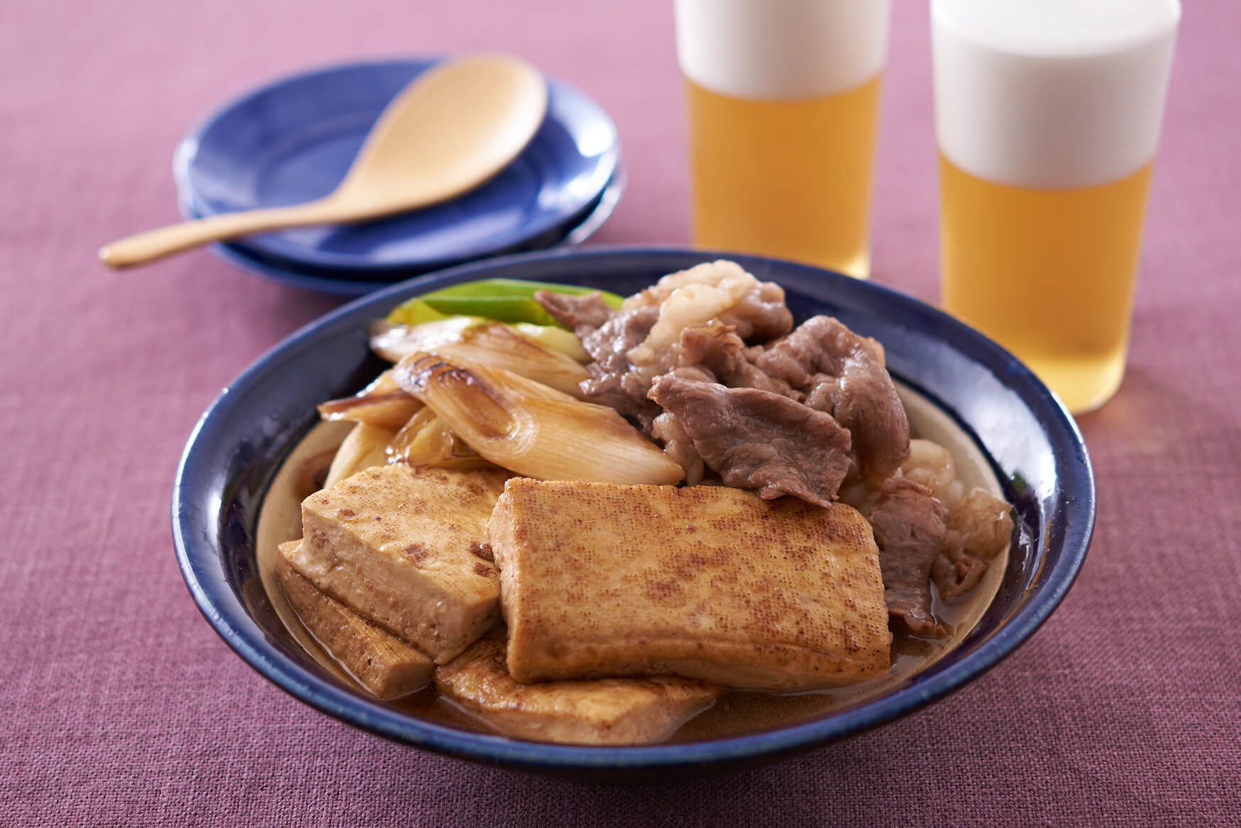 焼き豆腐と牛肉のすき煮