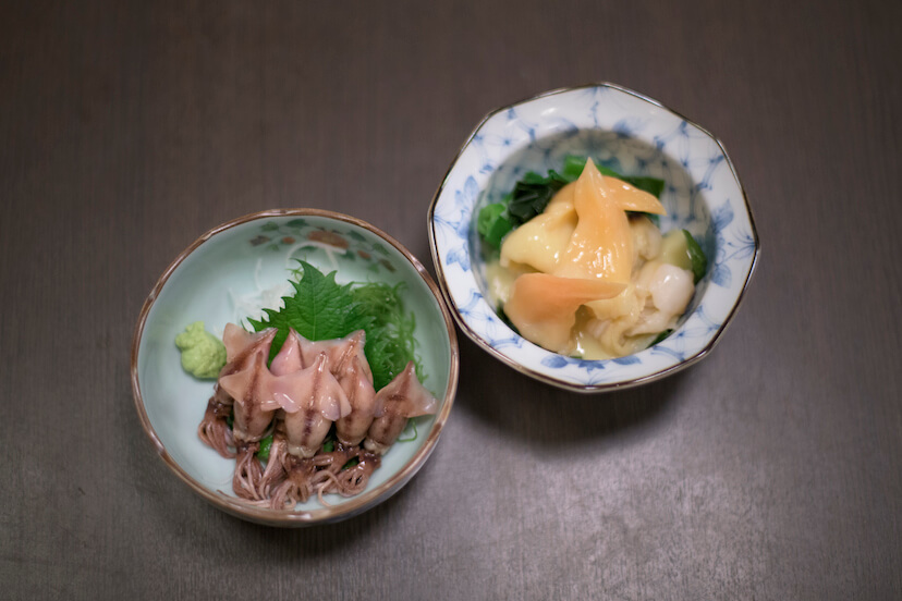 ホタルイカとアオヤギ