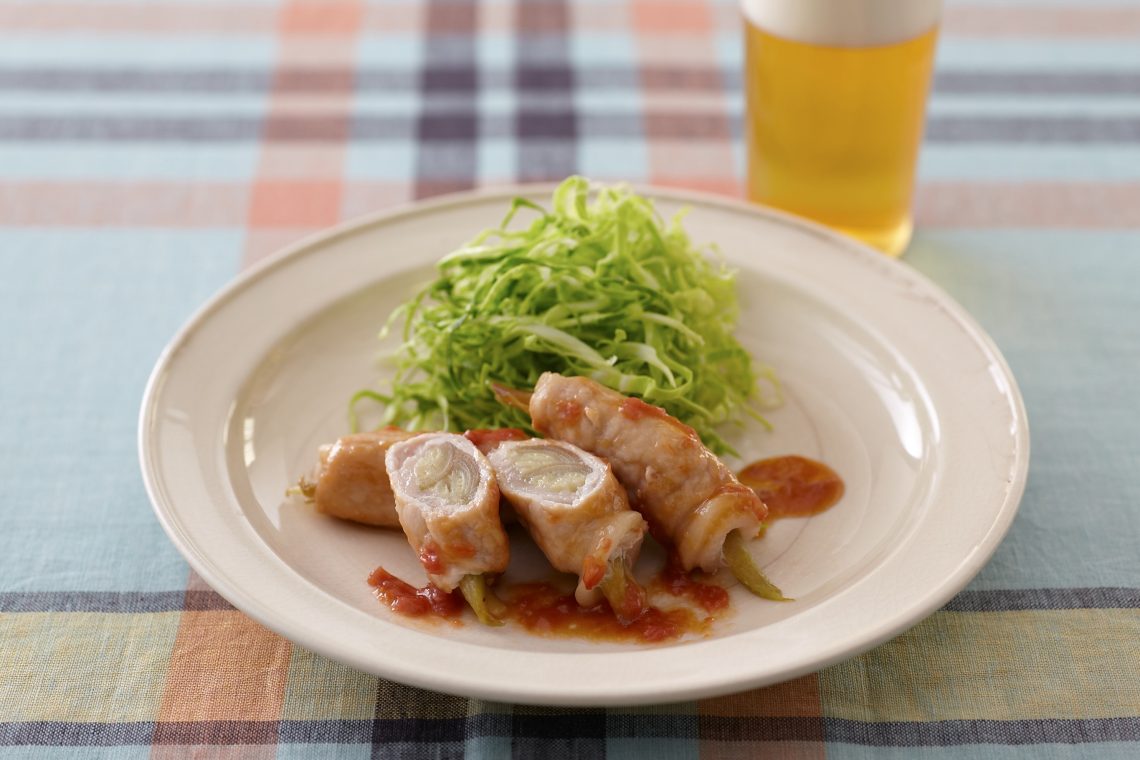 みょうがの肉巻き　梅照り焼き