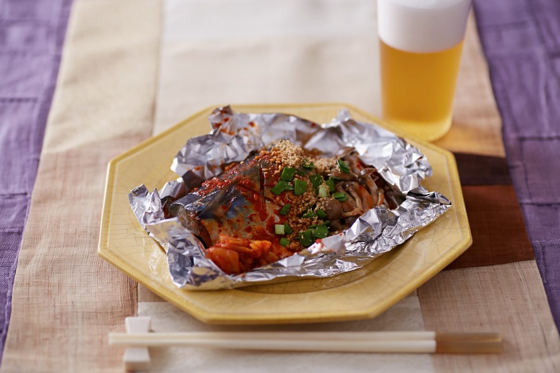 さばのキムチホイル焼き